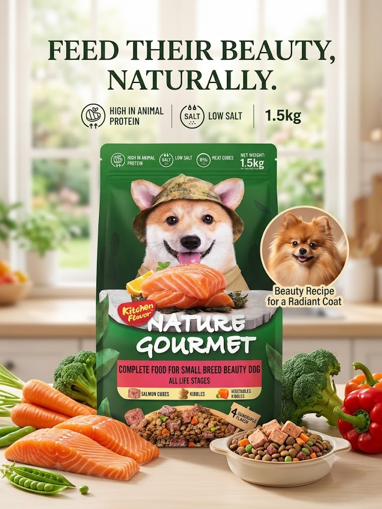 Hạt Chó Kitchen Flavor Nature Gourmet 1.5kg Chăm sóc Da Lông
