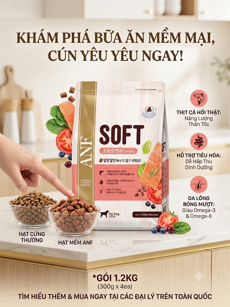 Thức Ăn Hạt Mềm ANF Soft Vị Cá Hồi 1.2kg 
