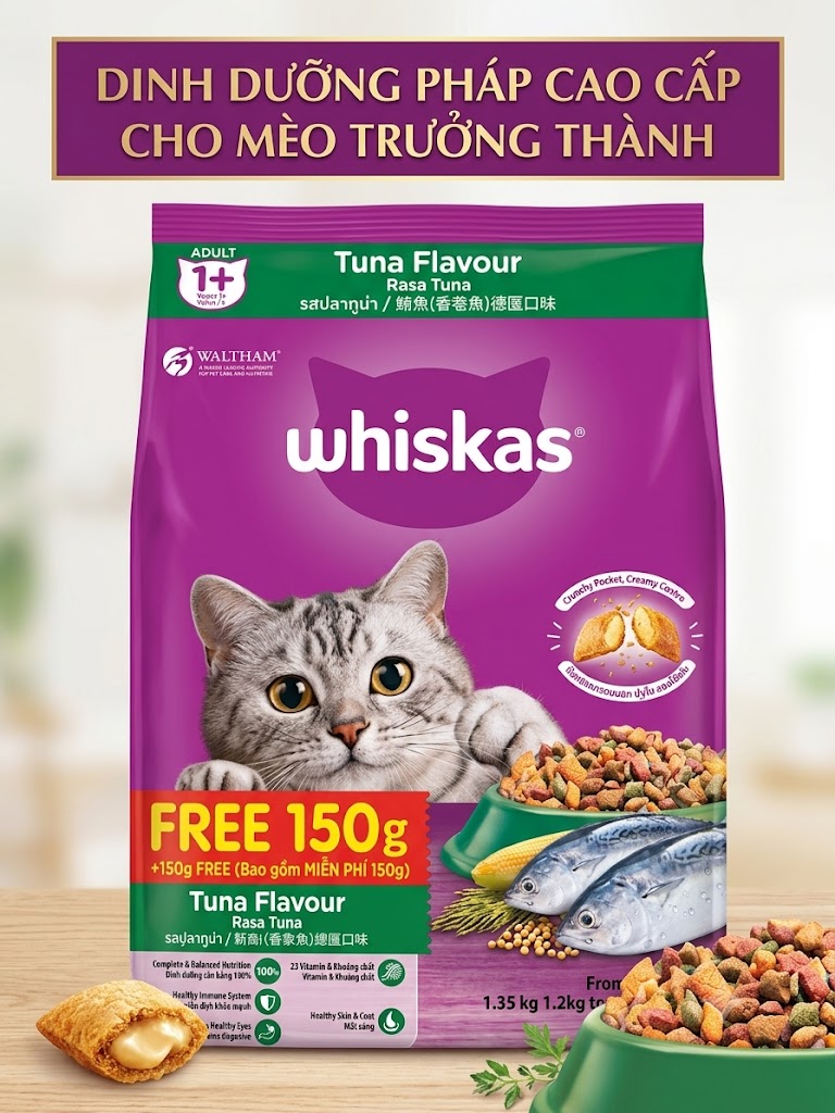 Whiskas Adult Vị Cá Ngừ Cho Mèo Trưởng Thành Bao 1.2kg