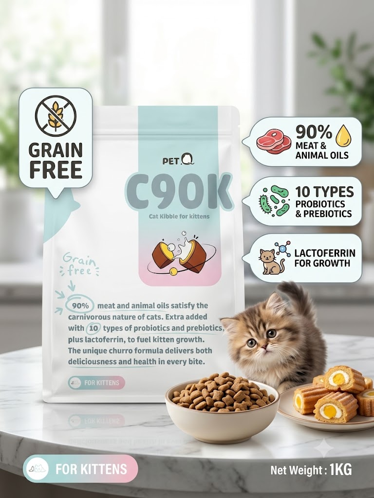 Hạt Mèo Con Không Ngũ Cốc 90% Thịt, Vị Churro 1KG.